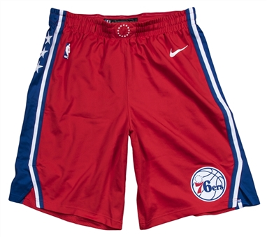 2017-18 Ben Simmons Game Used Philadelphia 76ers Red Statement Shorts (76ers/Fanatics)